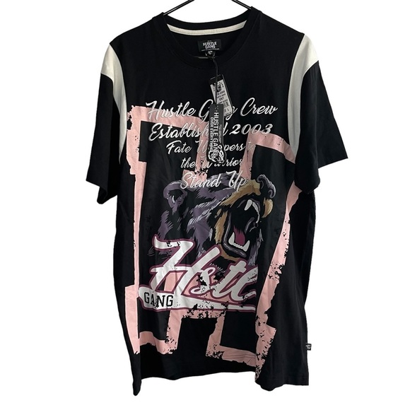 Nwt Hustle Gang Tee Shirt Stand Up Black Size Large - Picture 1 of 4